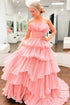 Off-the-Shoulder Ruffle Layers Tulle Prom Dress SYP144