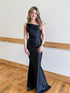 Black Strapless Mermaid Prom Dress with Sculptural Folded Bodice