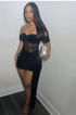 Black Sexy Patchwork Solid See-through Backless Off the Shoulder Homecoming Dress Y2525