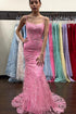Azariah | Mermaid Pink Lace Appliques Long Prom Dress