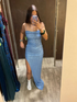 Blue Sheath/Column Sequins Evening Dress Sexy Evening Gown Y446