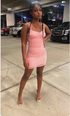 Pink Sleeveless Spaghetti Straps Dress Sexy Pink Homecoming Dress Y835