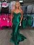 Emerald Green Sweetheart Satin Mermaid Long Prom Dress