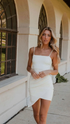 White Spaghetti Straps Homecoming Dress White Graduation Dress Y2109