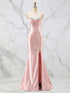 Glamorous Pink Shimmer Satin Corset Prom Dress with Crystal Bust