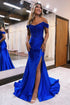 Raelyn |Mermaid Off the Shoulder Satin Prom Dress with Slit