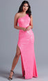 Hot Pink One Shoulder Sequin Prom Dress SYP80