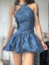 Cute A-line Print Homecoming Dress 18th Birthday Outfit Y7265