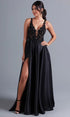 Lace Bodice Long Black A Line Prom Dress SYP75