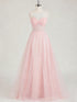 Light Pink Sweetheart Glitter Tulle Corset Prom Dress