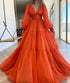 Long Prom Dress Puffy Sleeve Formal Gowns SYP25