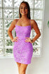 Mermaid Purple Bodycon Lace Up Short Lace Homecoming Dress PD473