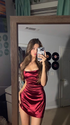 Burgundy Satin Party Dress Short Homecoming Dress Y2120