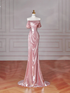 Gorgeous Pink Off The Shoulder Satin Mermaid Long Prom Dress Evening Dress Y8630