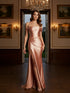 Off The Shoulder Stretch Pleated Satin Formal Dress