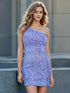 One Shoulder Sleeveless Sequin Homecoming Dresses