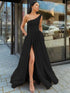 One Shoulder Prom Dress High Slit Prom Dress SYP16