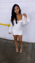 Solid Color Sweet Puff Sleeve Mini Dress White Homecoming Dress Y2225