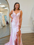 Pink Dramatic Ruffle Prom Gown with Sheer Corset Bodice