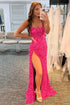 Glitter Sequin Prom Dress with Slit Scoop Neck Prom Dress SYP171