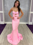 Pink Strapless Mermaid Prom Dress with Double Keyhole Front Cutouts