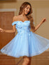 Tulle Applique Off-the-Shoulder Short/Mini Dresses SYH59