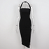 Women's Black Halter Prom Dress With Slit Sexy Black Sleeveless Evening Dress Y1161