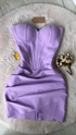 Violet Color Strapless Ruched Bodycon Dress Mini Homecoming Dress Y4367