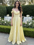 Romantic Off-Shoulder Jacquard A-Line Long Prom Dress