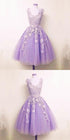 Fetching Appliques Homecoming Dress Lilac Tulle Lace Appliques A-line Short Homecoming Dress S10571