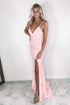 V Neck Mermaid Pink Prom Dress With Slit SYP108