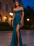 Sheath Off-the-Shoulder Appliques Lace Corset Long Prom Dress