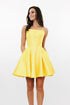 Simple A Line Cross Back Yellow Short Homecoming Dresses with Pockets  PD280