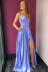 High Slit Lavender Prom Dress with Pockets SYP84