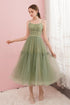 Simple Sage Green Tulle Round Neck Homecoming Graduation Dresses PD434