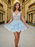 A-Line Spaghetti Straps Sequin Appliques Homecoming Dresses