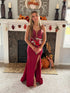Spaghetti Strap Sparkle Corset Bodice Prom Gown with Slit