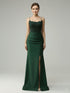 Spaghetti Straps Mermaid Halter Beaded Long Prom Dress with Slit
