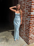 Spaghetti Straps Mermaid Open Back Long Prom Dress