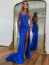 Sparkly Sweetheart Mermaid Beaded Keyhole Long Prom Dress with Slit