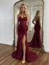 Sparkly Sequins Sweetheart Bodycon Prom Dress with Slit