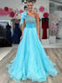 Sparkly A Line One Shoulder Long Prom Dress with Beading