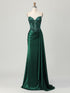 Strapless Illusion Bodice Prom Dress with Satin Skirt