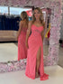Strapless Sheer Corset Bodice Prom Gown with High Slit