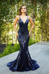Sequin Navy Blue Mermaid Prom Dresses SYP177