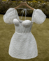Retro White Homecoming Dress with Puff Sleeves Y4067