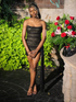 Chic Black Strapless Sheath Homecoming Dress Graduation Dress Y7926