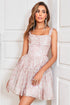 Cute Blush A Line Off The Shoulder Corset Pleated Unique Print Homecoming Dress with Ruffles
