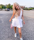 White Halter Neckline Homecoming Dress White Party Dress Y2285