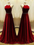 A-Line Halter Sleeveless With Beading Satin Prom Dresses